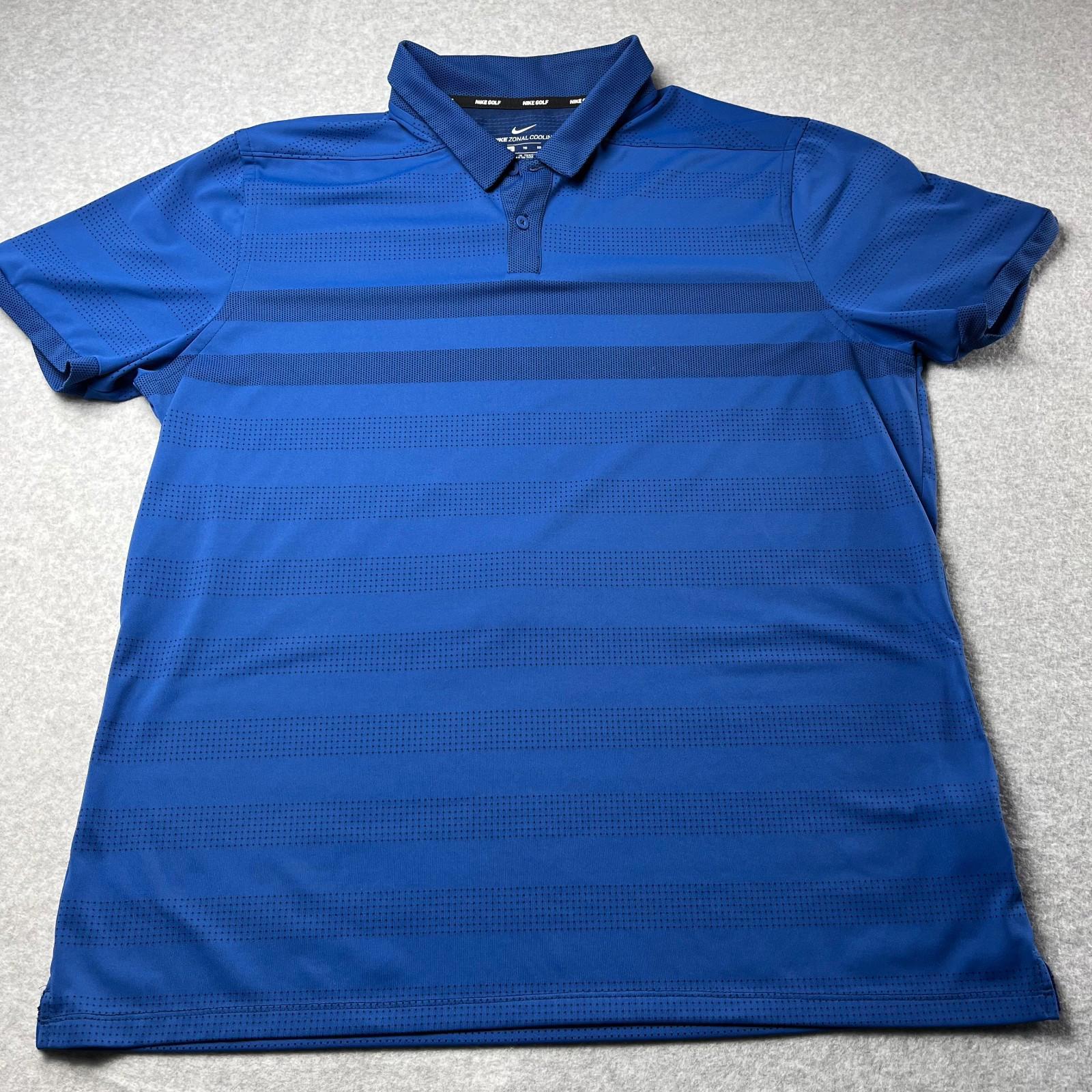 Nike Golf Polo Mens Xl Zonal Cooling Shirt Blue Striped